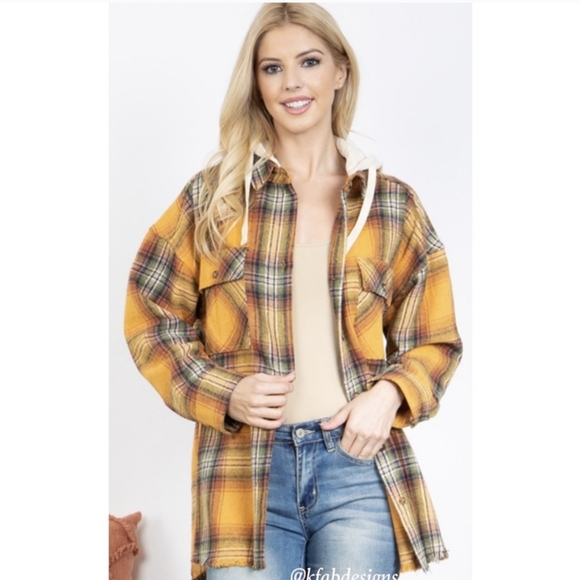 ONE Left! Perfect Fall Plaid Jacket with Hoodie - Picture 3 of 9